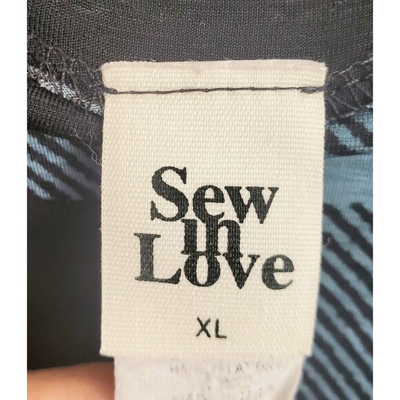 Sew In Love Top Womens XL Teal Plaid Elongated Ruffle Sleeve - Picture 3 of 7